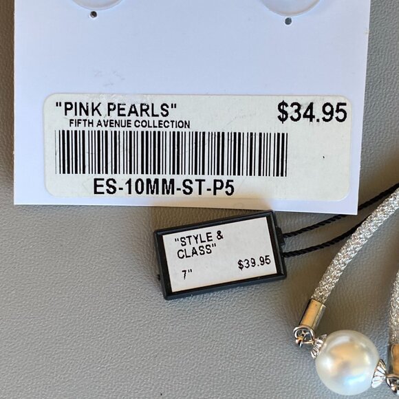 FAC Crystal Mesh Bracelet & Faux Pearl Earrings - Picture 5 of 6